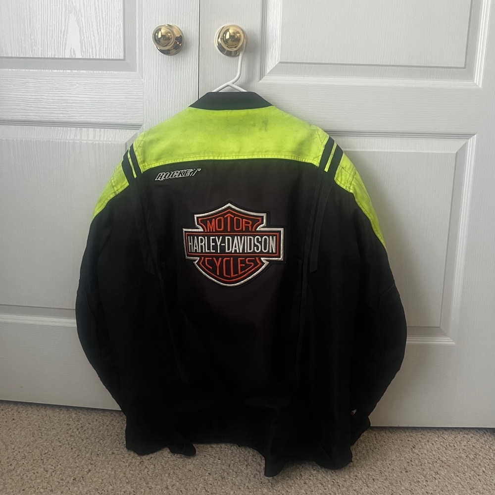 Harley-Davidson Men's Black and Neon Yellow Jacket